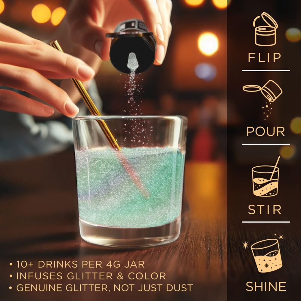 brew glitter edible glitter for drinks, cocktails, beer, garnish & beverages (iridescent green, 4 grams) brew glitter edible glitter for drinks, cocktails, beer, garnish & beverages (iridescent green, 4 grams)