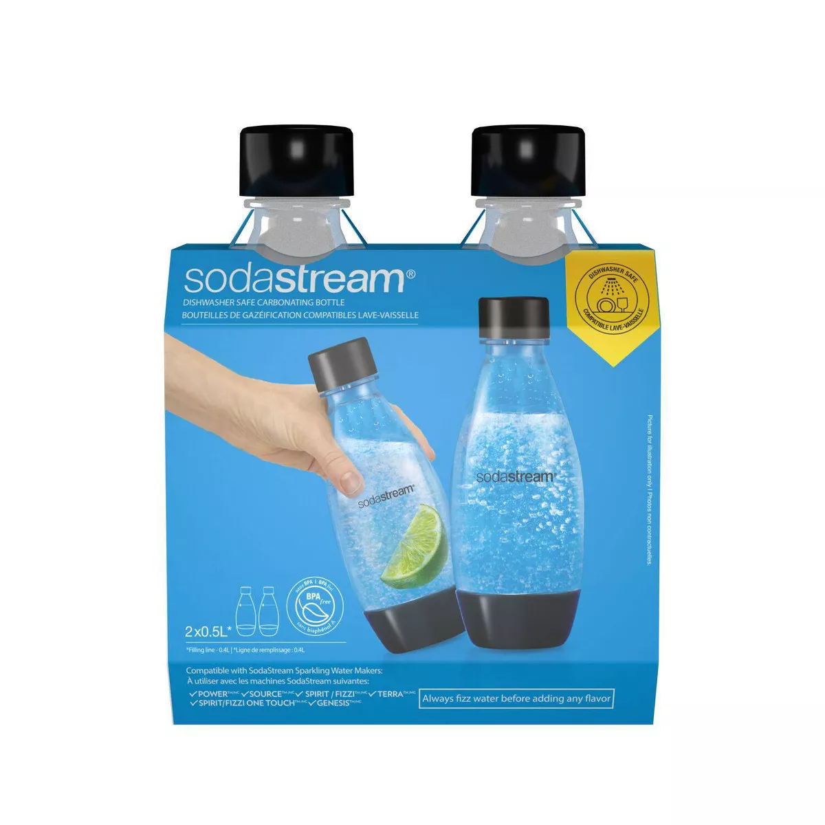 sodastream slim sparkling water bottle 2pk black sodastream slim sparkling water bottle 2pk black