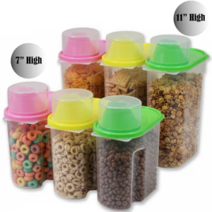 0.3 gallon food storage bin container with lid in green, pink and yellow, 6 pack for better kitchen organization