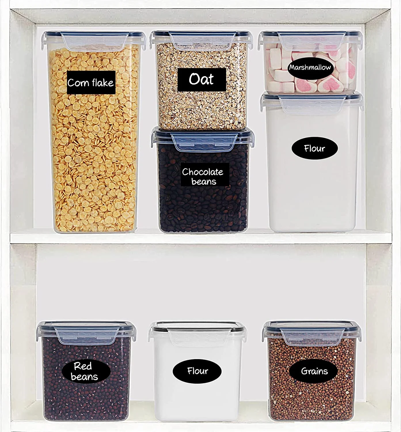 airtight food storage containers with lids, 36 pieces bpa free plastic kitchen and pantry organization containers for cereal, flour and sugar airtight food storage containers with lids, 36 pieces bpa free plastic kitchen and pantry organization containers for cereal, flour and sugar
