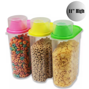 0.3 gallon food storage bin container with lid in green, pink and yellow, 3 pack for better kitchen organization