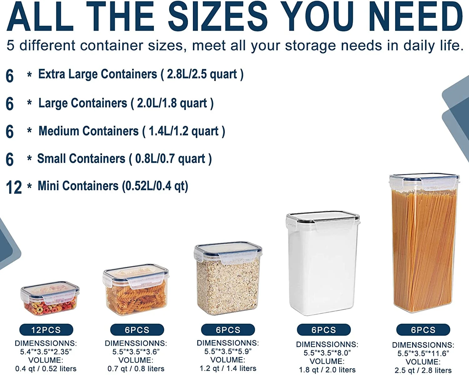 airtight food storage containers with lids, 36 pieces bpa free plastic kitchen and pantry organization containers for cereal, flour and sugar airtight food storage containers with lids, 36 pieces bpa free plastic kitchen and pantry organization containers for cereal, flour and sugar