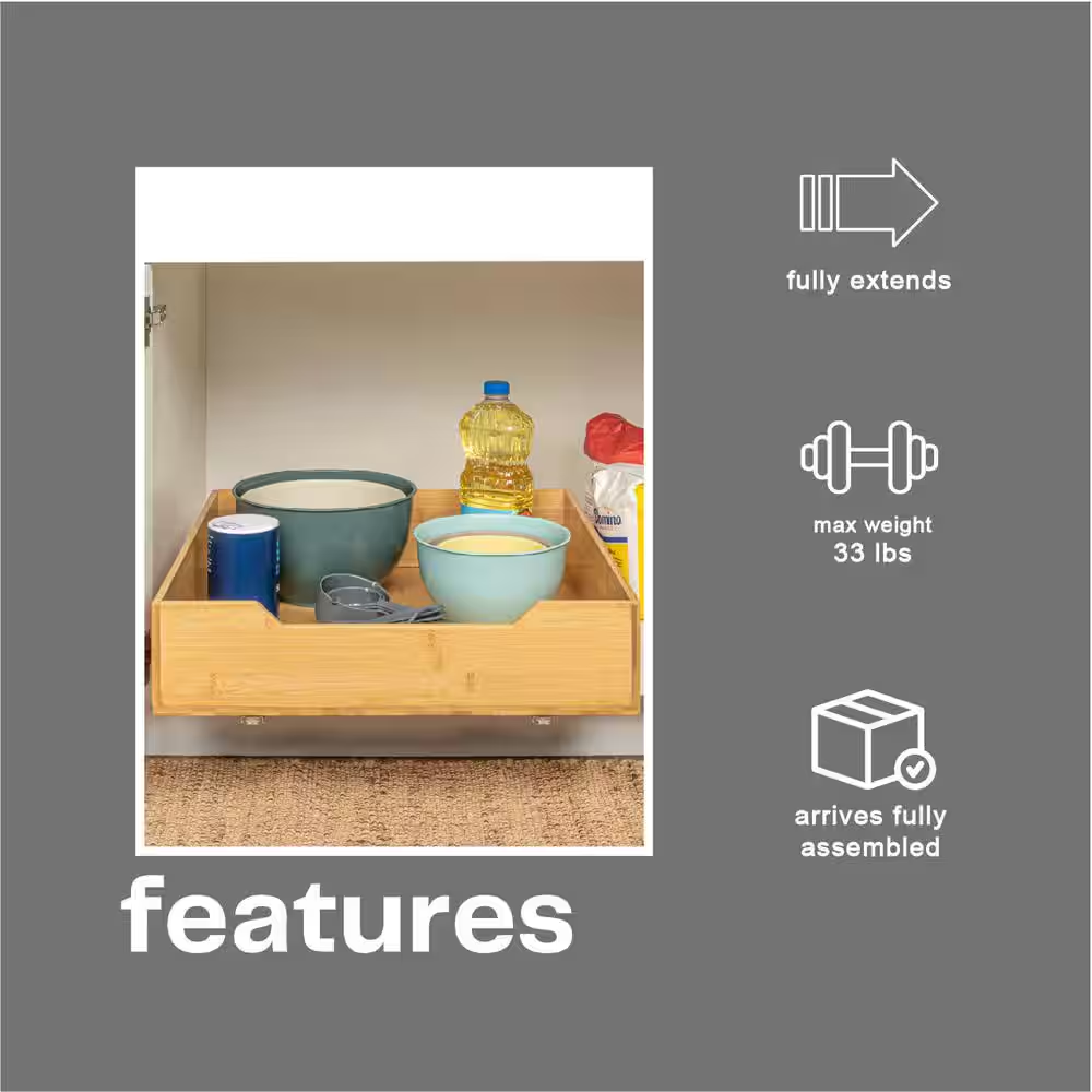 glidez natural bamboo and steel under cabinet pull out/slide out storage organizer glidez natural bamboo and steel under cabinet pull out/slide out storage organizer
