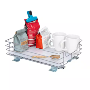 12 in. w 1 shelf nickel sliding with mounting hardware pantry organizer