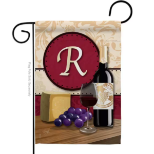 13 in. x 18.5 in. wine r initial garden flag double sided beverages decorative vertical flags