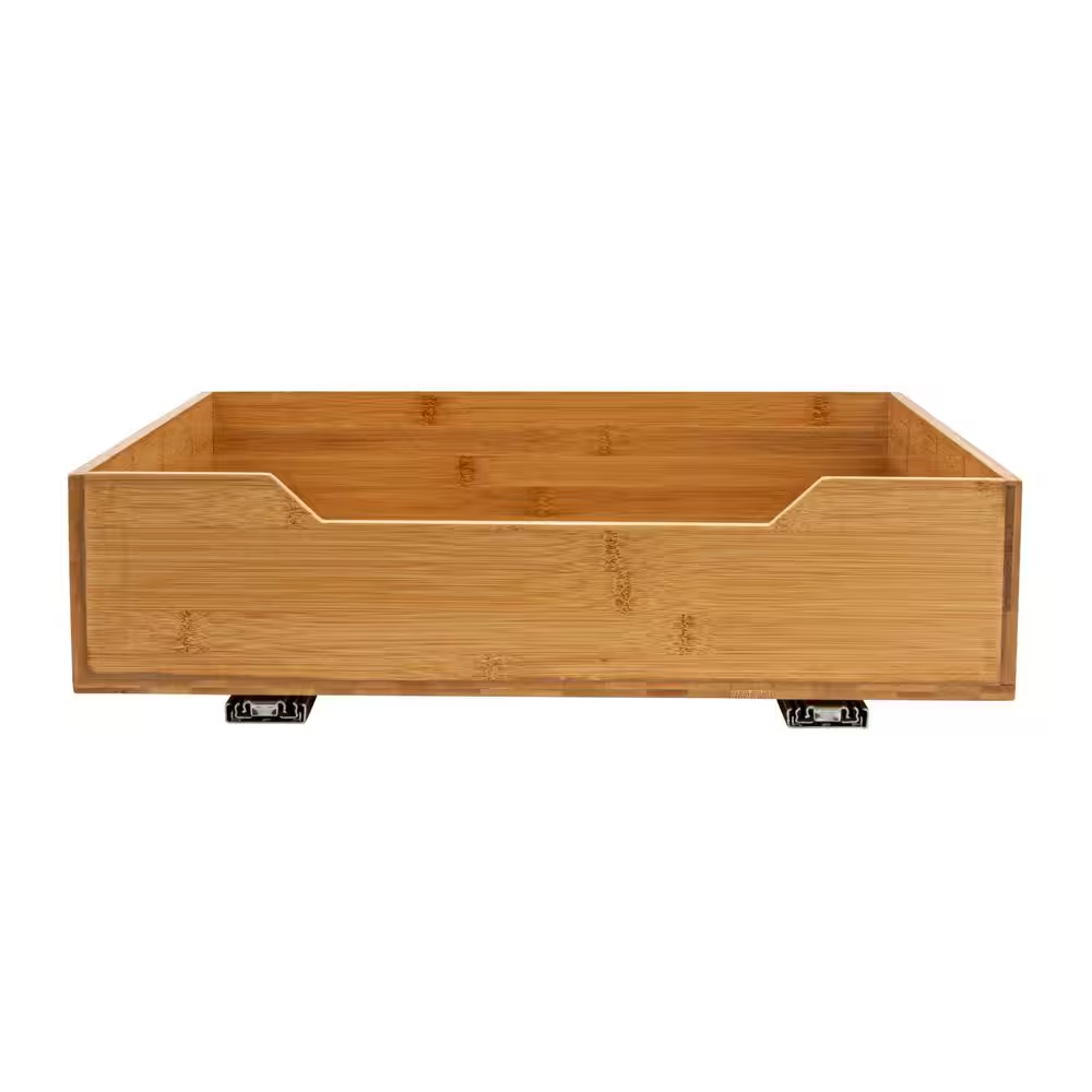 glidez natural bamboo and steel under cabinet pull out/slide out storage organizer glidez natural bamboo and steel under cabinet pull out/slide out storage organizer