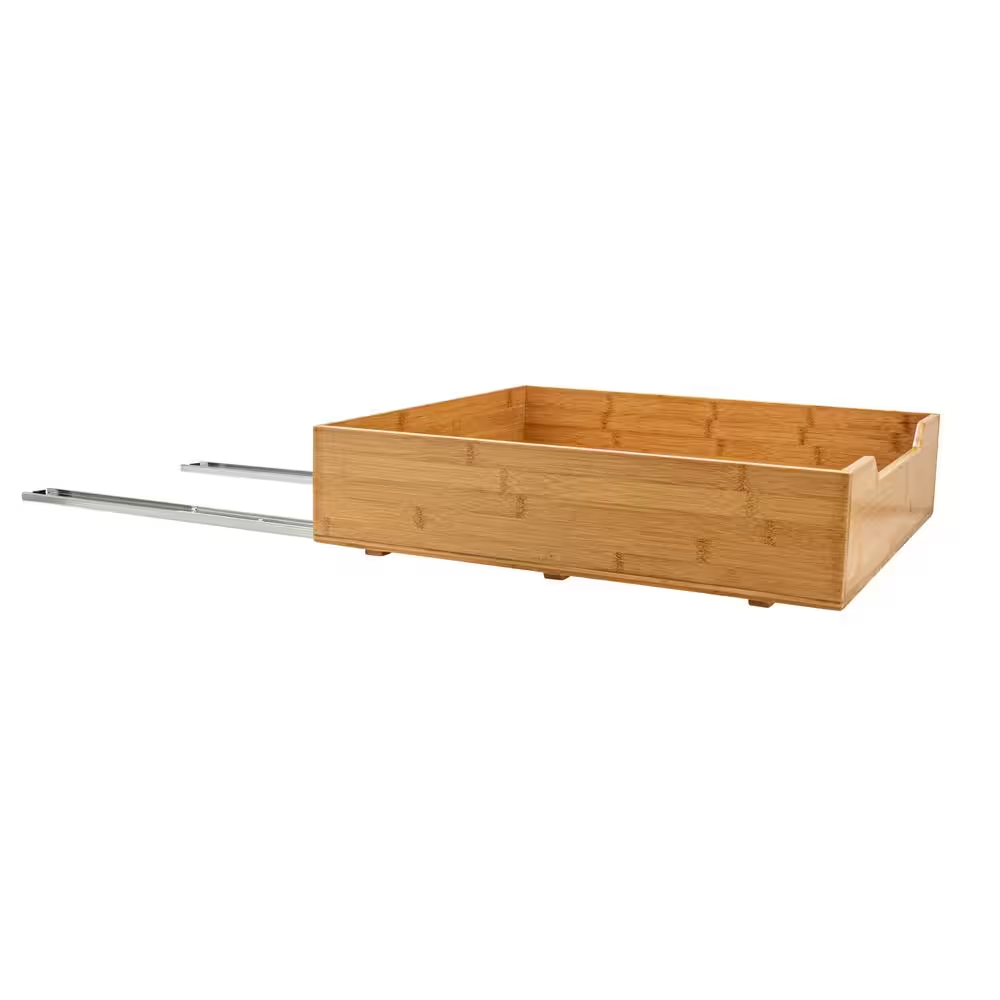 glidez natural bamboo and steel under cabinet pull out/slide out storage organizer glidez natural bamboo and steel under cabinet pull out/slide out storage organizer