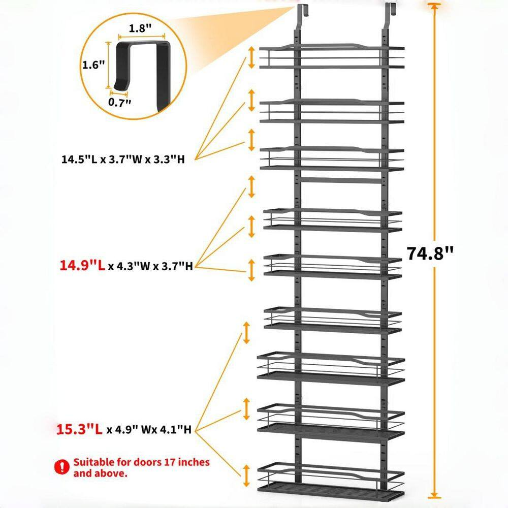 9 tier metal pantry organizer for pantry organization, kitchen essentials, laundry room and bathroom, black (1 pack) 9 tier metal pantry organizer for pantry organization, kitchen essentials, laundry room and bathroom, black (1 pack)