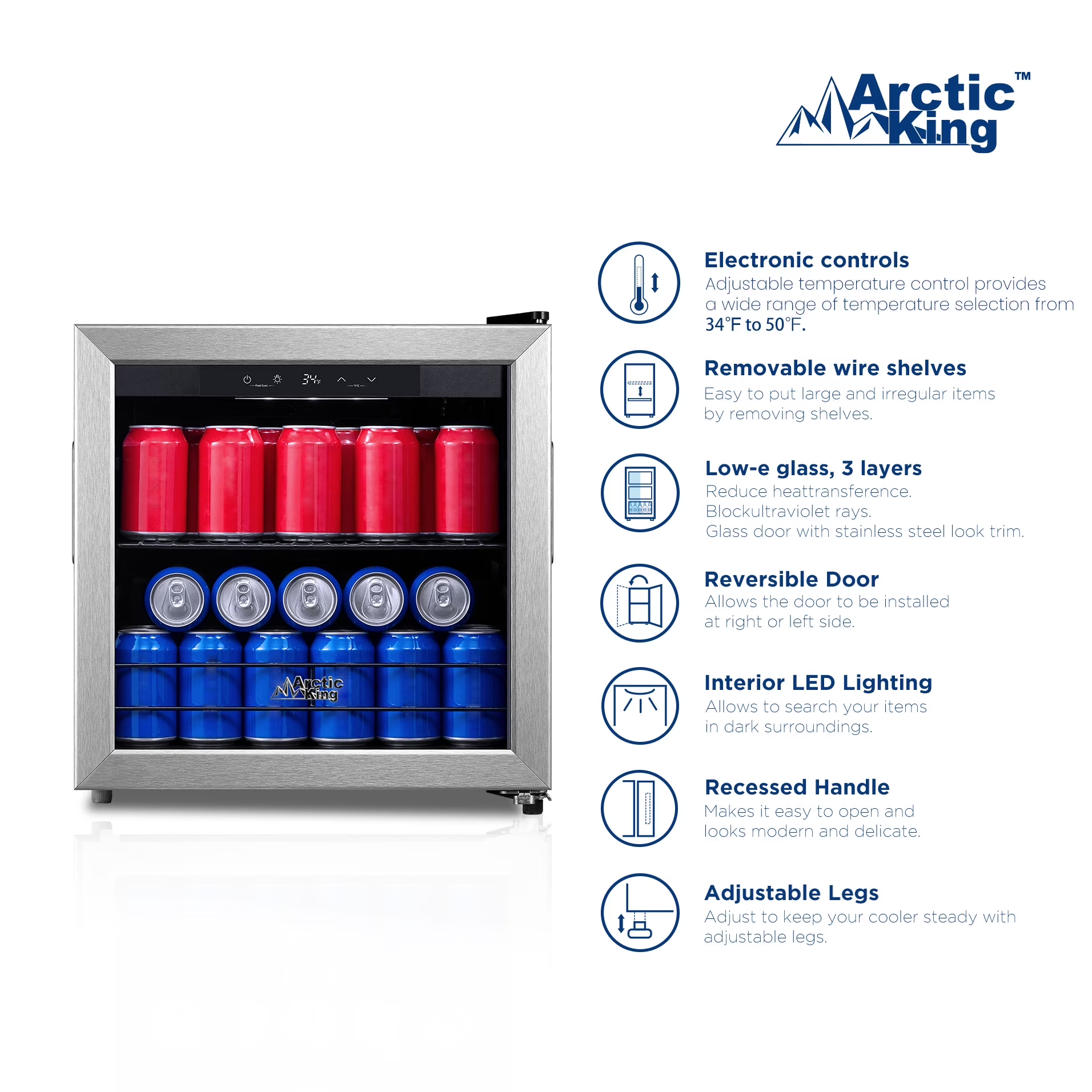 48 can stainless steel beverage fridge & cooler with electrical control, arv48b1ast 48 can stainless steel beverage fridge & cooler with electrical control, arv48b1ast