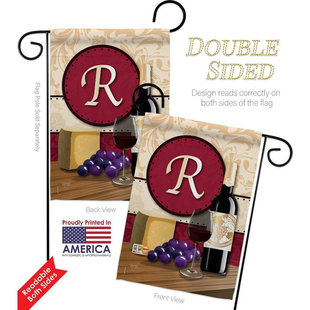 13 in. x 18.5 in. wine r initial garden flag double sided beverages decorative vertical flags 13 in. x 18.5 in. wine r initial garden flag double sided beverages decorative vertical flags