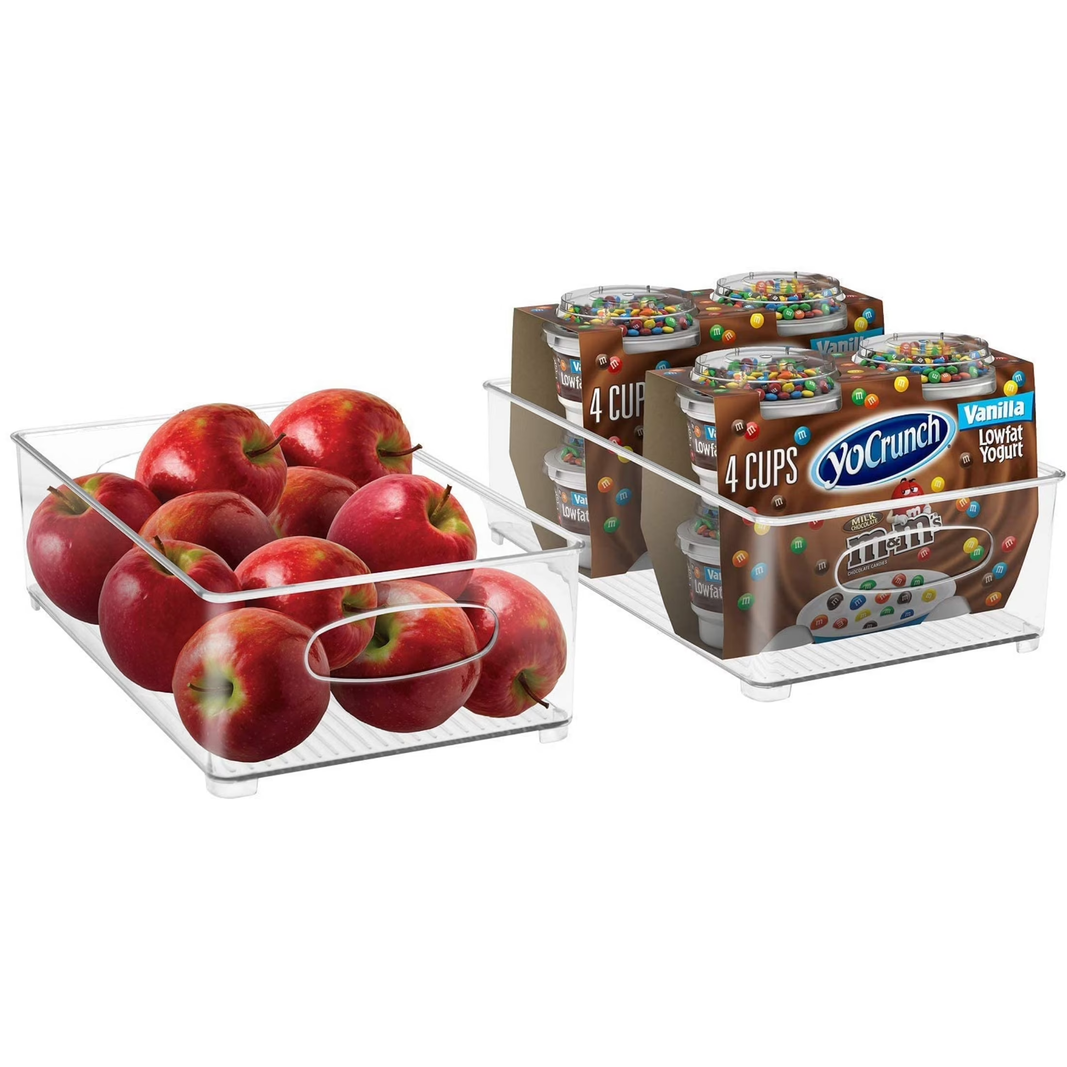 clear plastic fridge organization bin 6 pack set, stackable with handles clear plastic fridge organization bin 6 pack set, stackable with handles