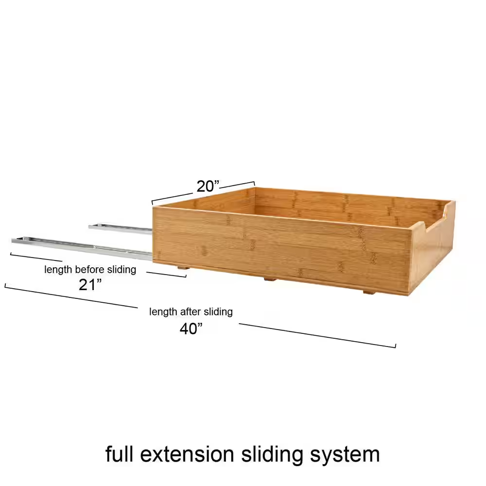 glidez natural bamboo and steel under cabinet pull out/slide out storage organizer glidez natural bamboo and steel under cabinet pull out/slide out storage organizer