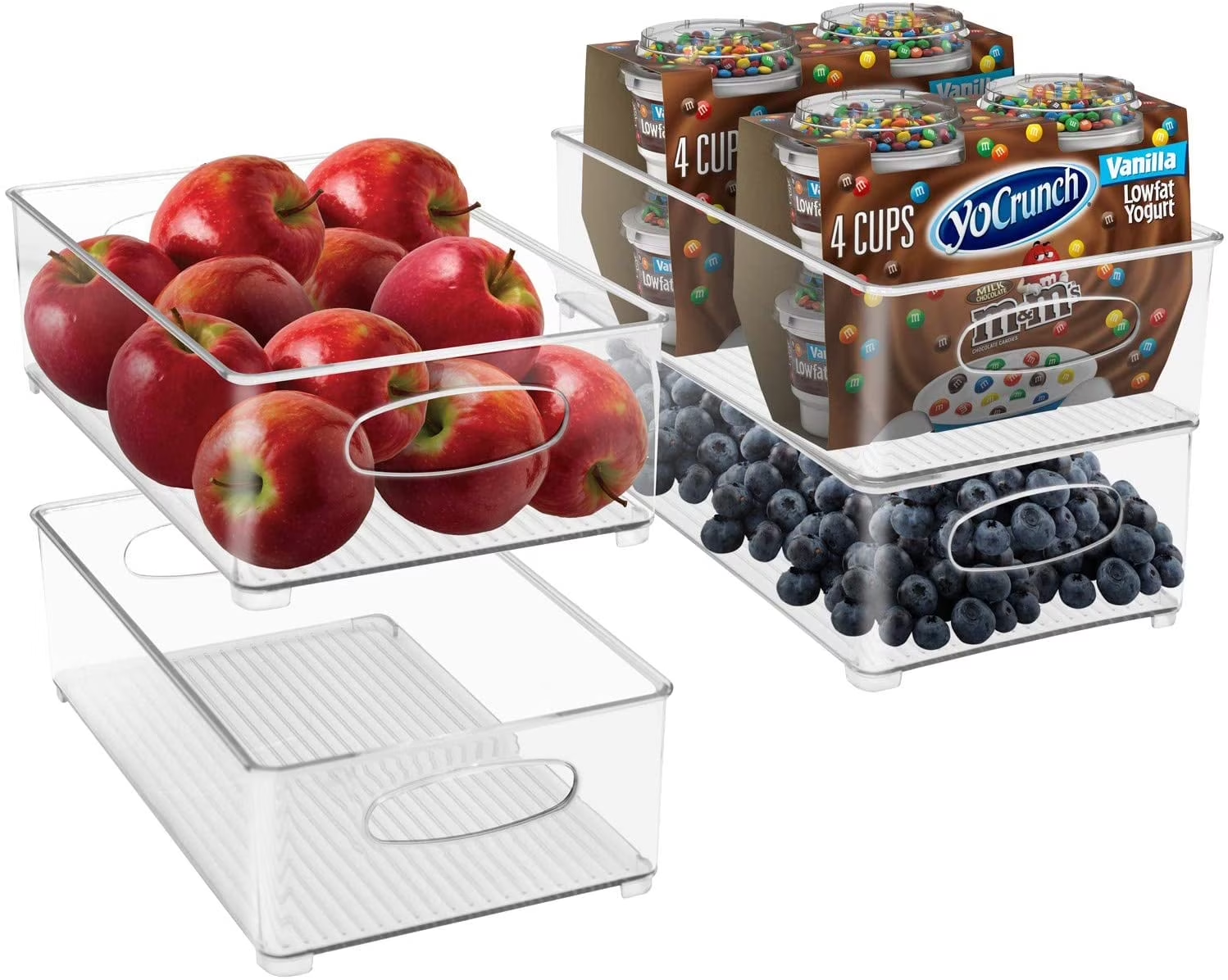 clear plastic fridge organization bin 6 pack set, stackable with handles clear plastic fridge organization bin 6 pack set, stackable with handles
